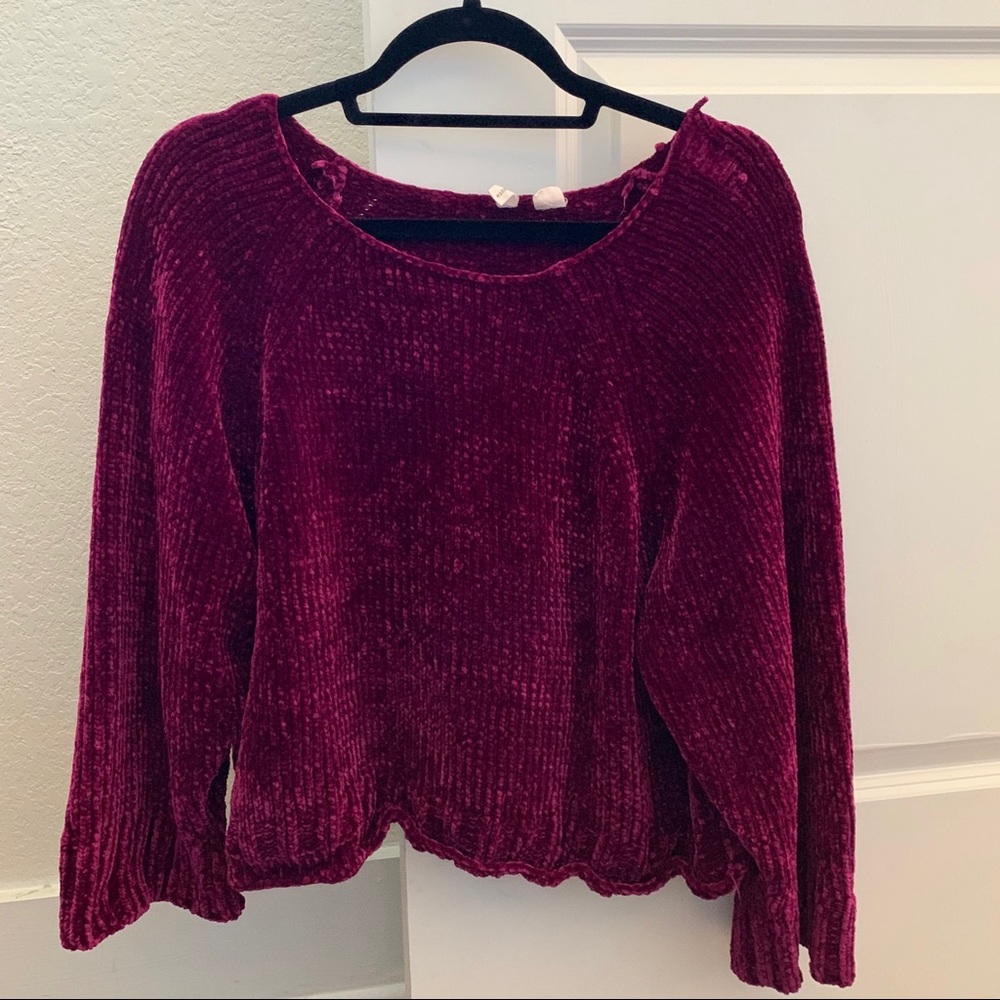 Anthropologie Chenille Bell Sleeve Sweater